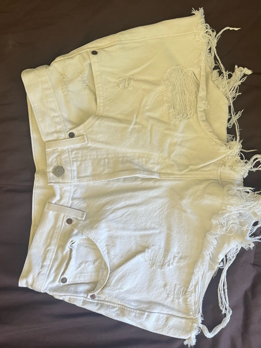 Levi's White Distressed Jean Shorts